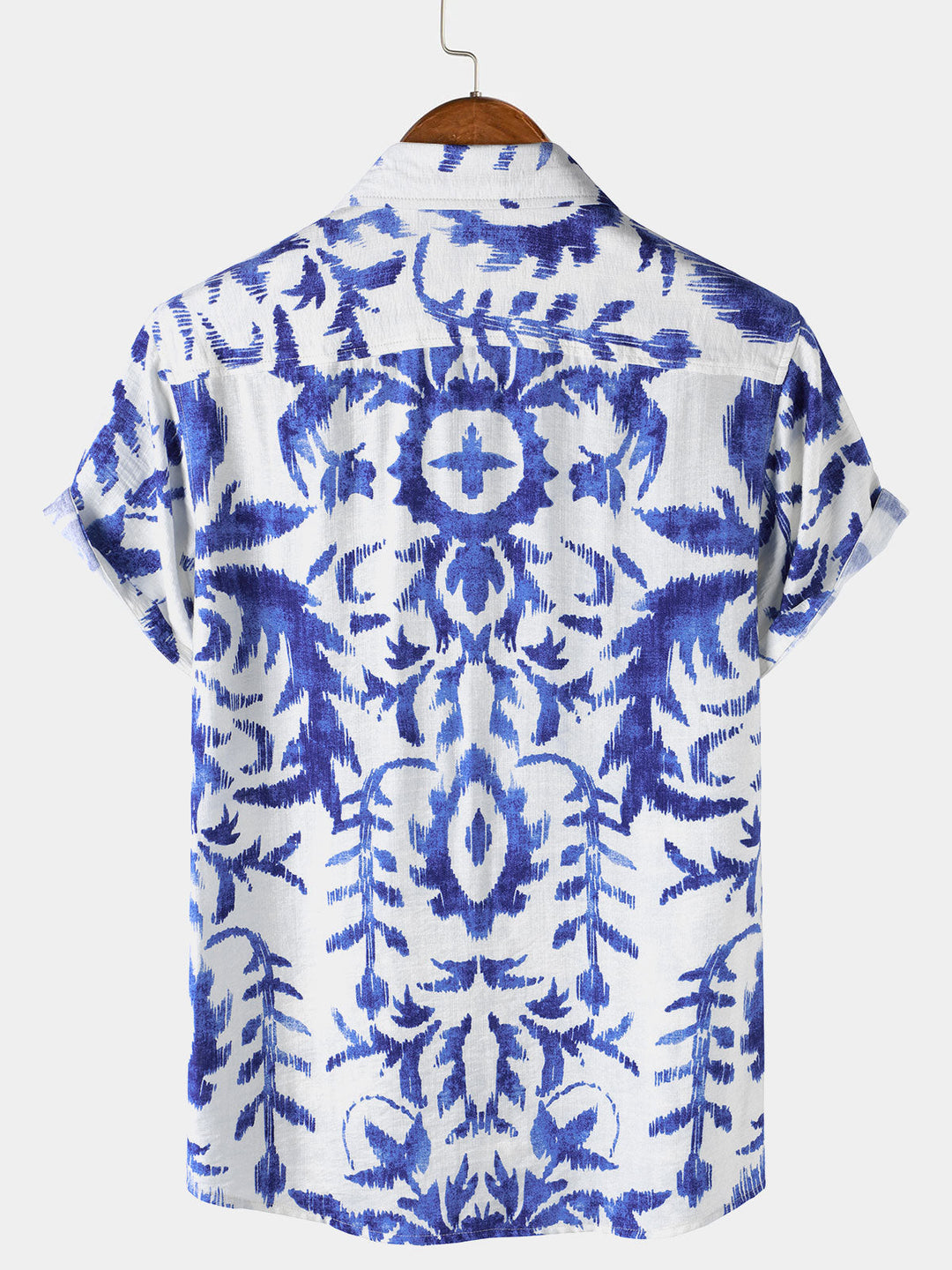 Chemise Homme à Imprimé Rétro Manches Courtes Boutonnée