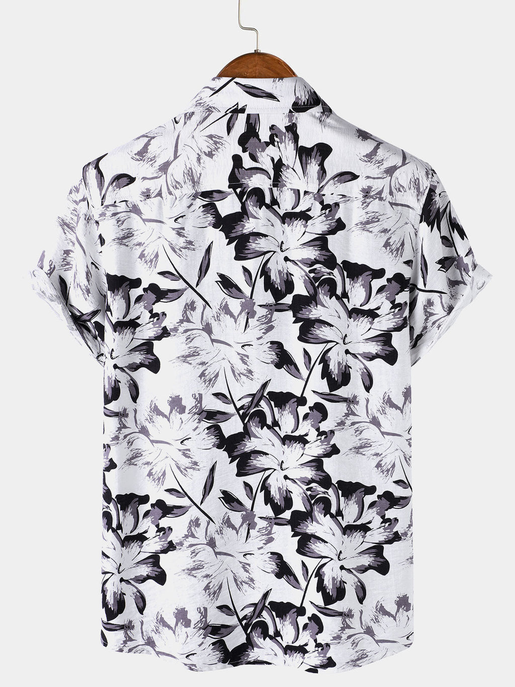 Chemise Homme Tropicale Blanche à Fleurs Manches Courtes Boutonnée
