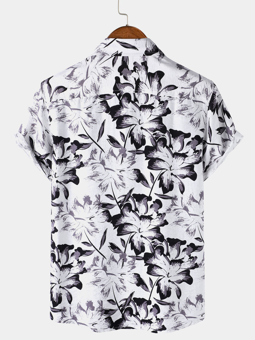 Chemise Homme Tropicale Blanche à Fleurs Manches Courtes Boutonnée