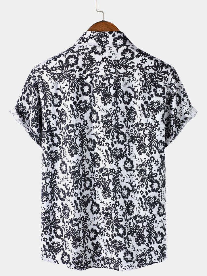 Chemise Homme Décontractée à Manches Courtes à Imprimé Floral