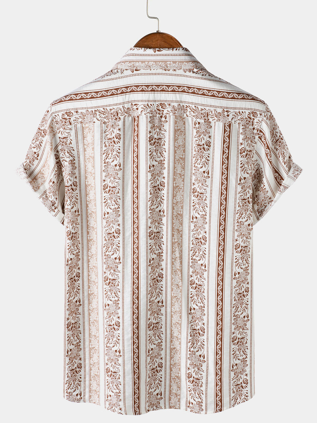 Chemise Homme Vintage à Imprimé Ethnique Manches Courtes