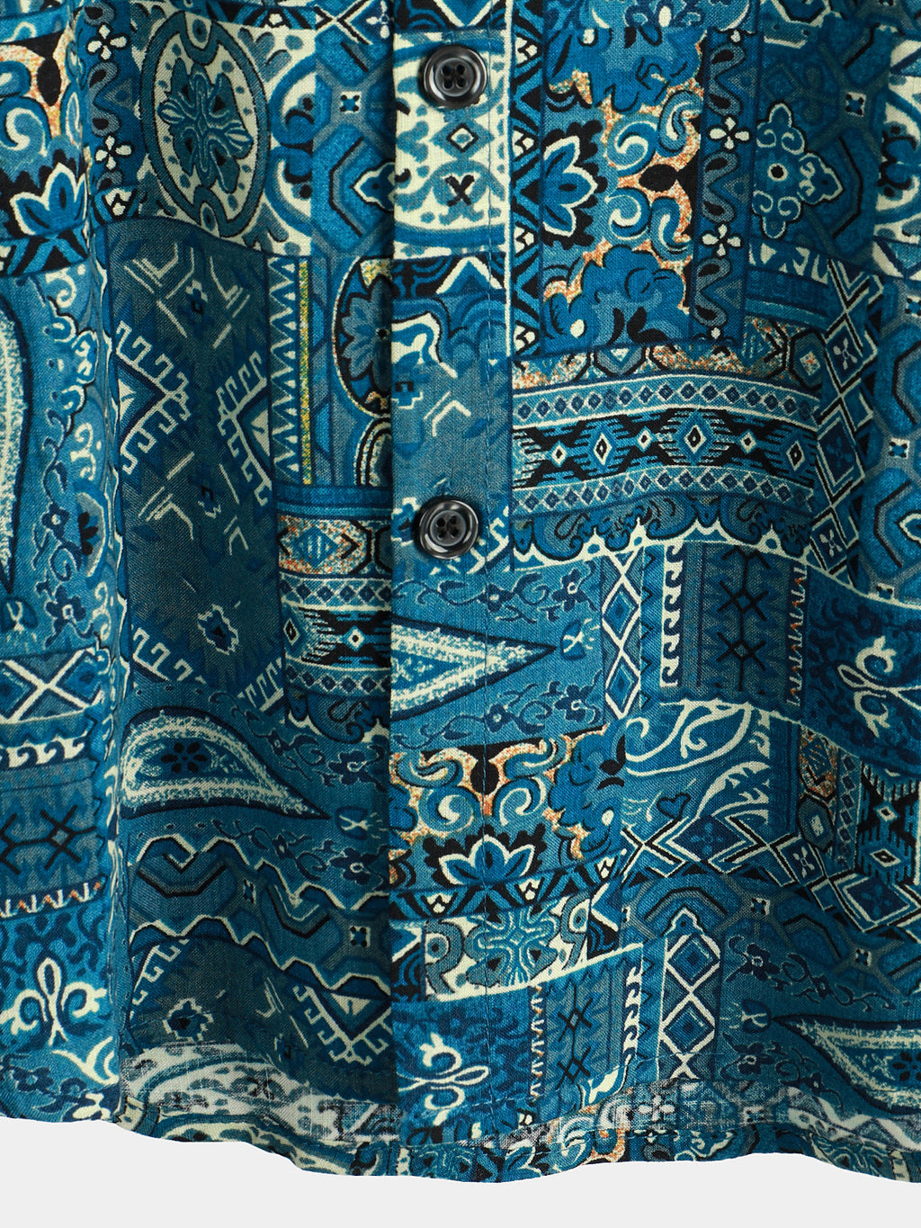 Chemise boutonnée bleu rétro à manches courtes pour hommes