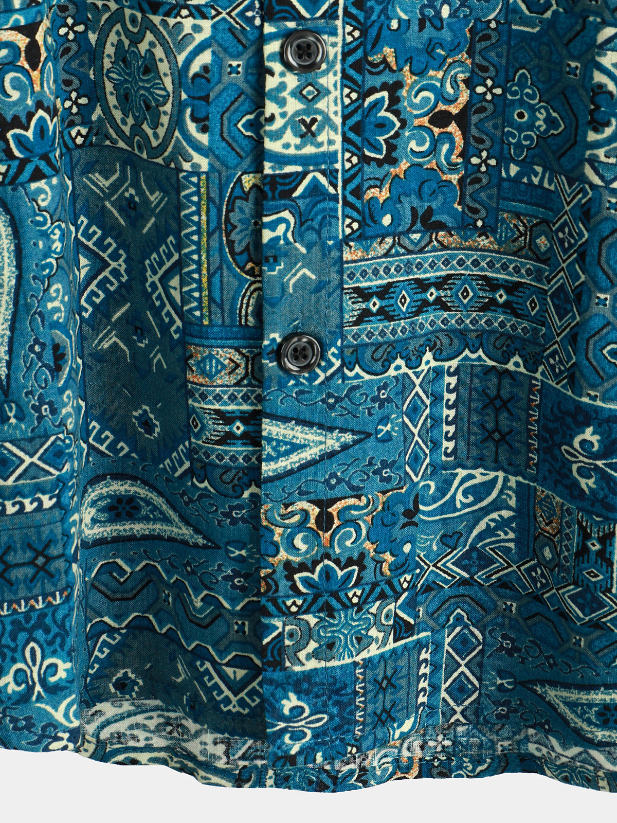 Chemise boutonnée bleu rétro à manches courtes pour hommes