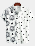 Chemise d'été à manches courtes à imprimé tigre hawaïen pour hommes