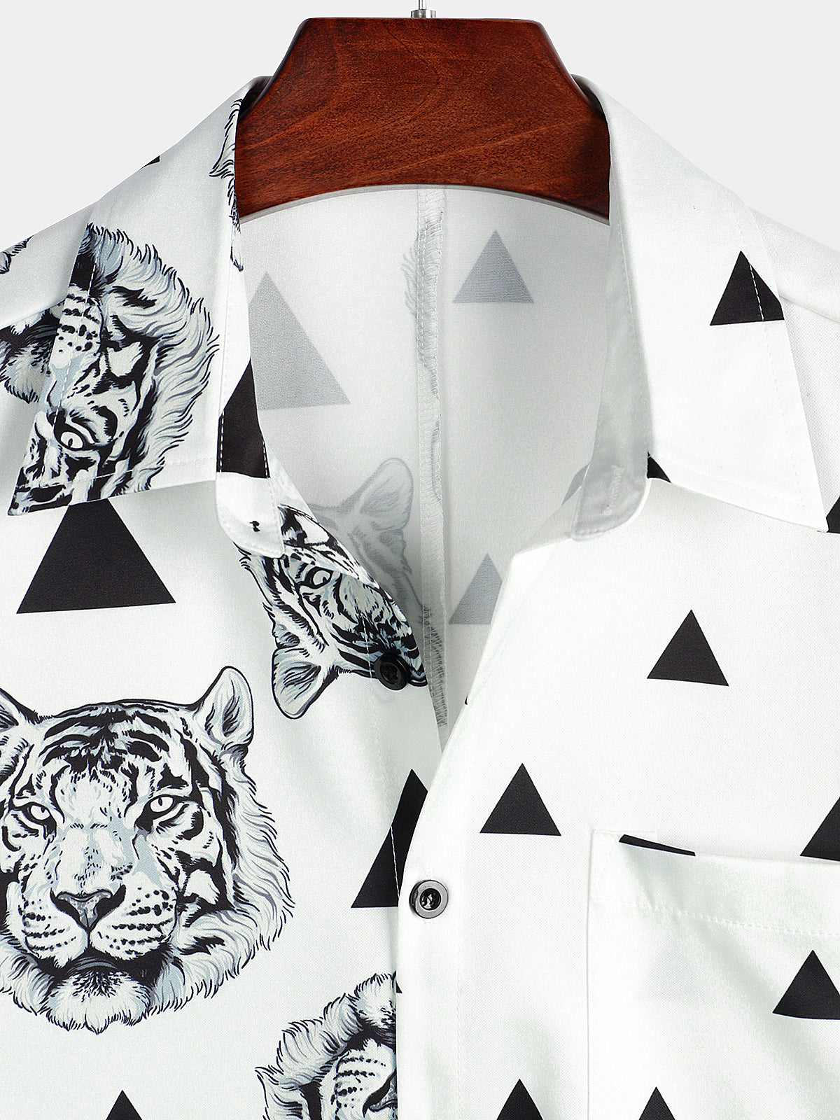 Chemise d'été à manches courtes à imprimé tigre hawaïen pour hommes
