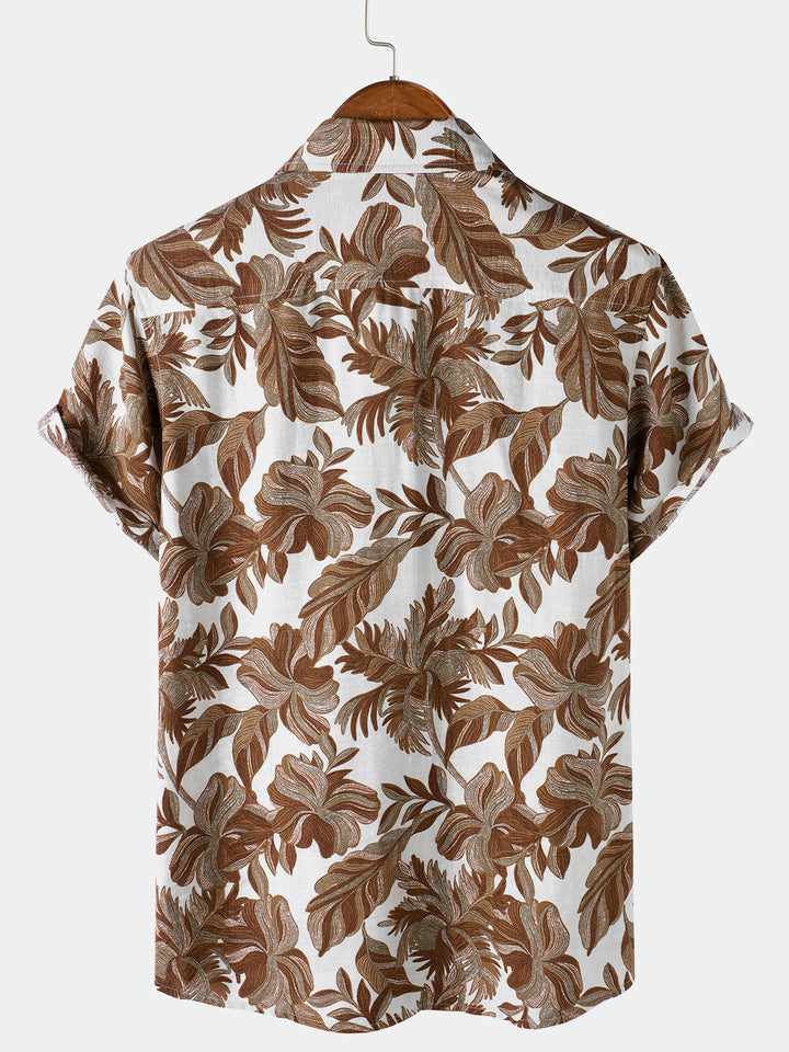 Chemise Homme Hawaïenne Tropicale à Fleurs Manches Courtes