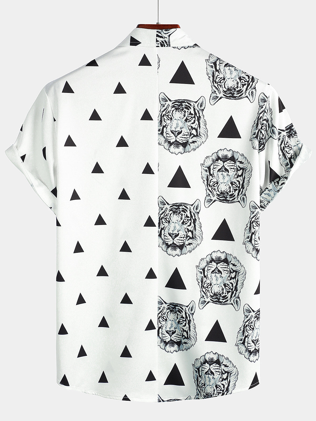 Chemise d'été à manches courtes à imprimé tigre hawaïen pour hommes