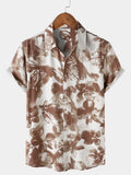 Chemise Homme à Boutons Manches Courtes à Imprimé Floral Abstrait Style Camp