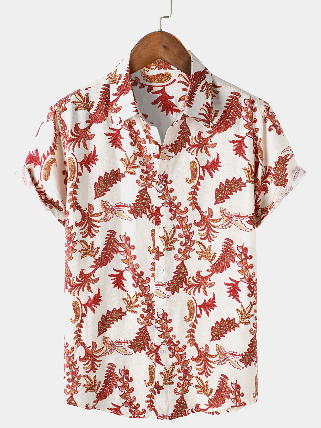 Chemise Homme à Fleurs et Motif Paisley de Vacances Manches Courtes Boutonnée