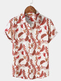 Chemise Homme à Fleurs et Motif Paisley de Vacances Manches Courtes Boutonnée