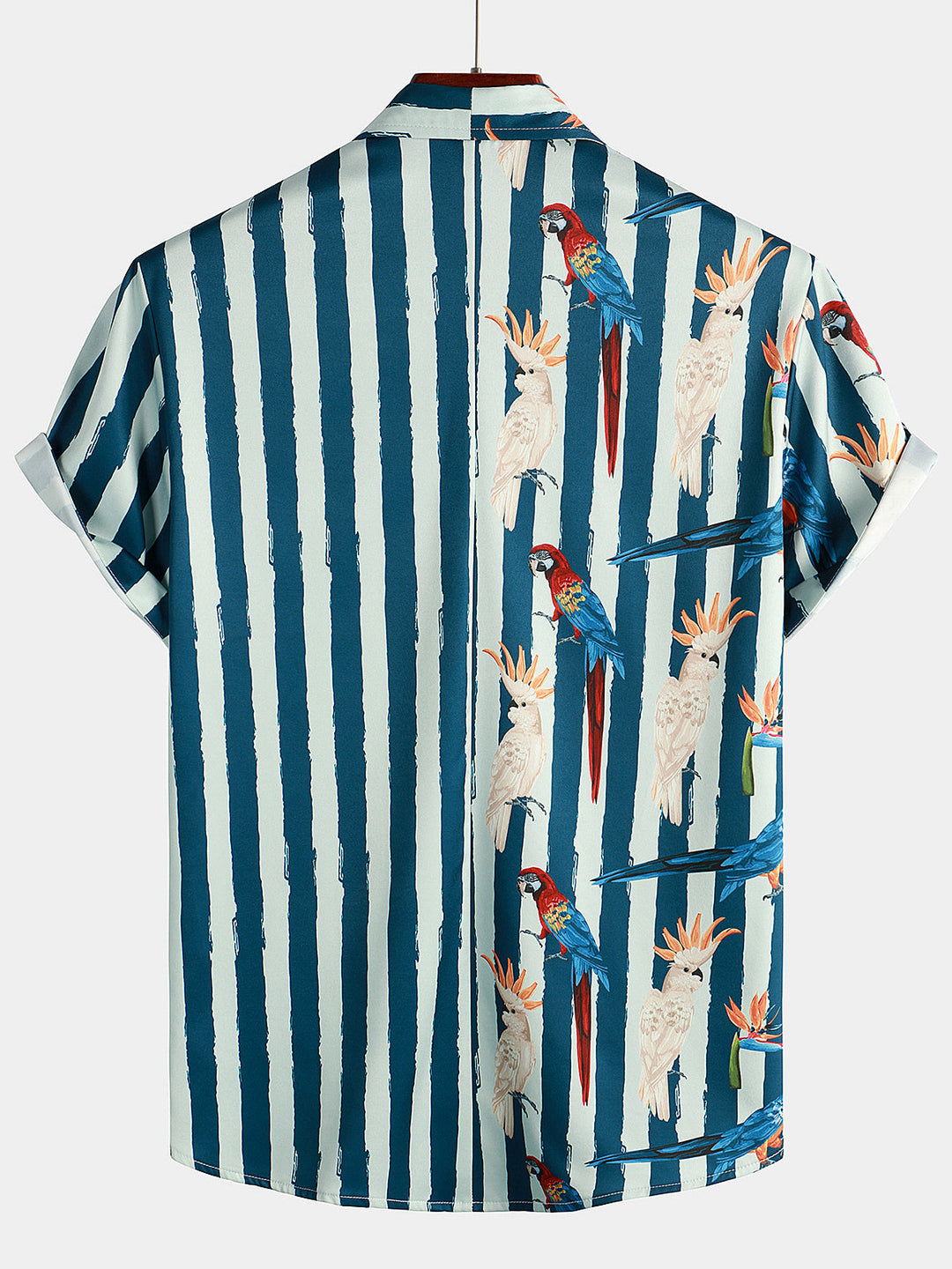 Chemise hawaïenne à manches courtes à imprimé perroquet pour homme