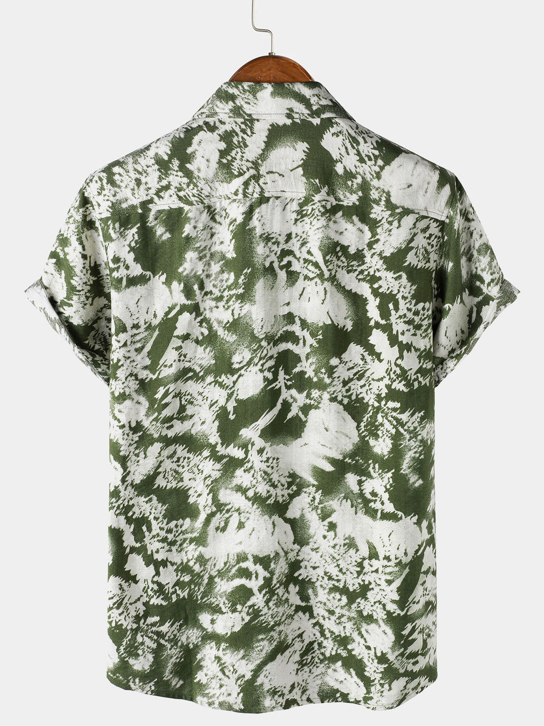 Chemise Homme à Boutons Manches Courtes à Motif Botanique Abstrait