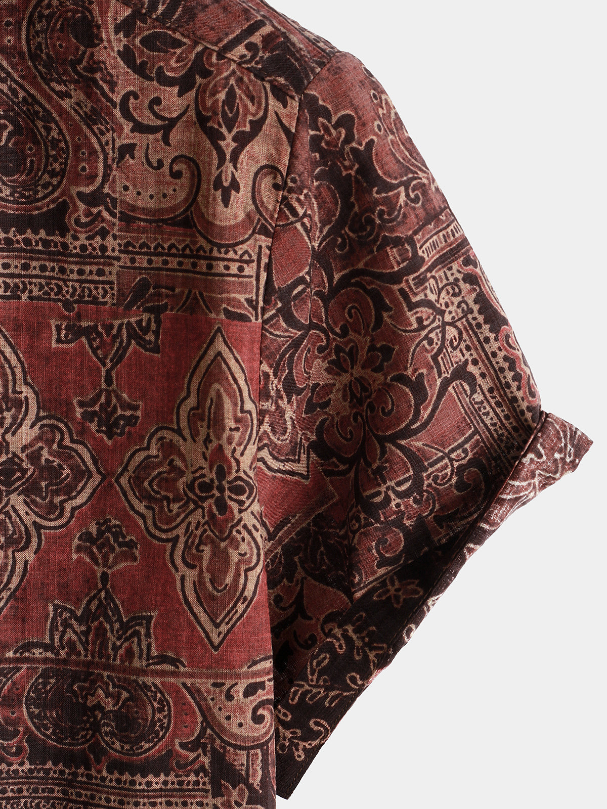 Chemise à manches courtes en coton à imprimé cachemire rétro pour homme