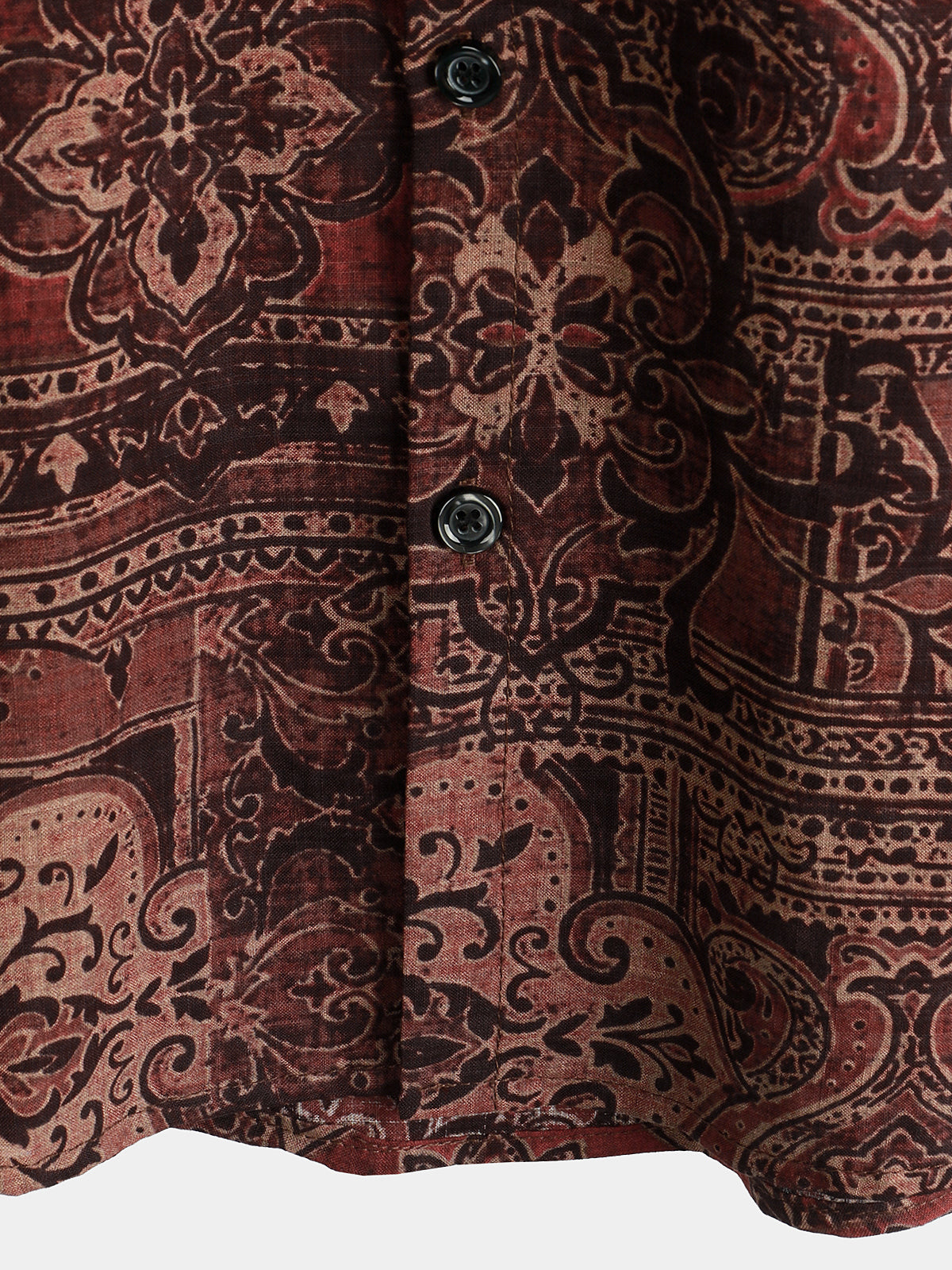 Chemise d'Homme Rétro avec Imprimé Floral Paisley, Boutons, Vintage, Vacances, Western, Marron, à Manches Courtes