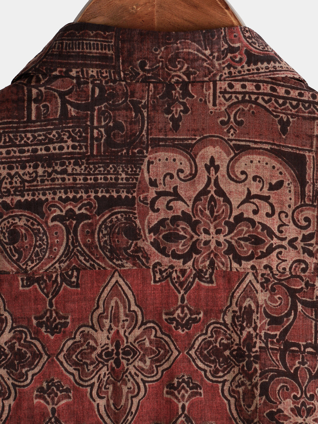 Chemise d'Homme Rétro avec Imprimé Floral Paisley, Boutons, Vintage, Vacances, Western, Marron, à Manches Courtes