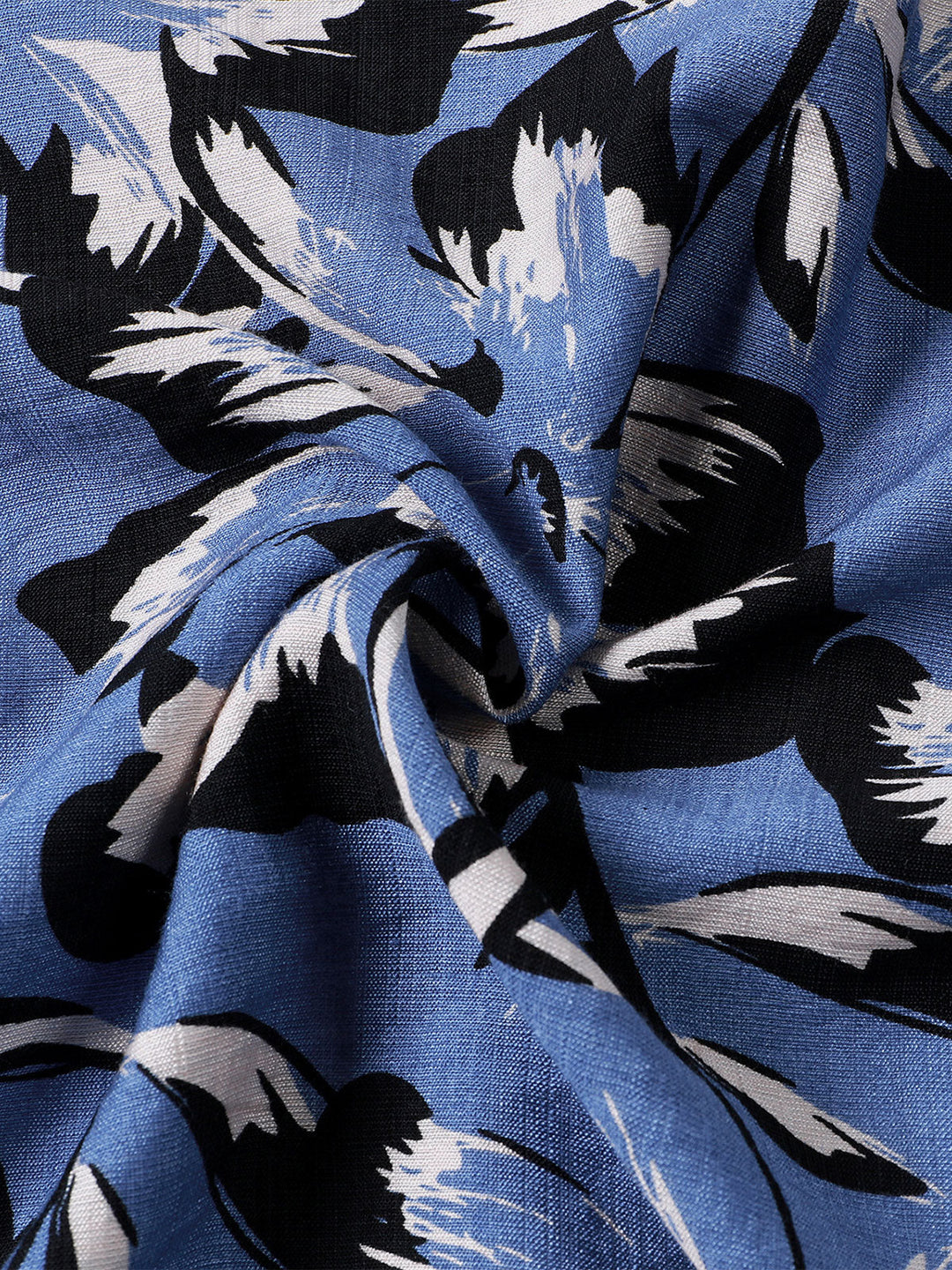 Chemise Homme Tropicale Bleue à Fleurs Manches Courtes Boutonnée