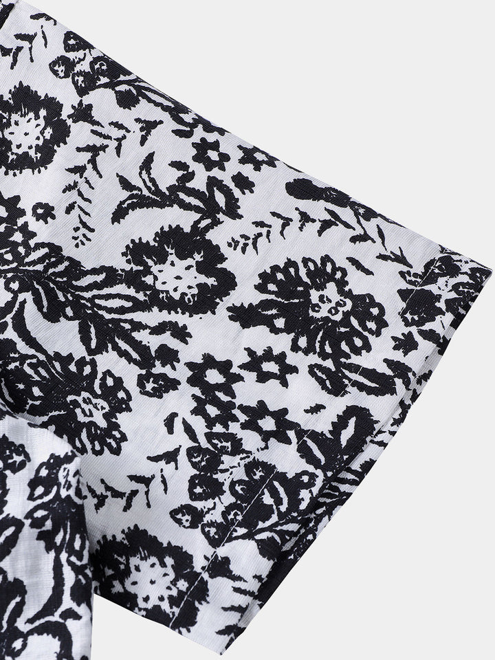 Chemise Homme Décontractée à Manches Courtes à Imprimé Floral