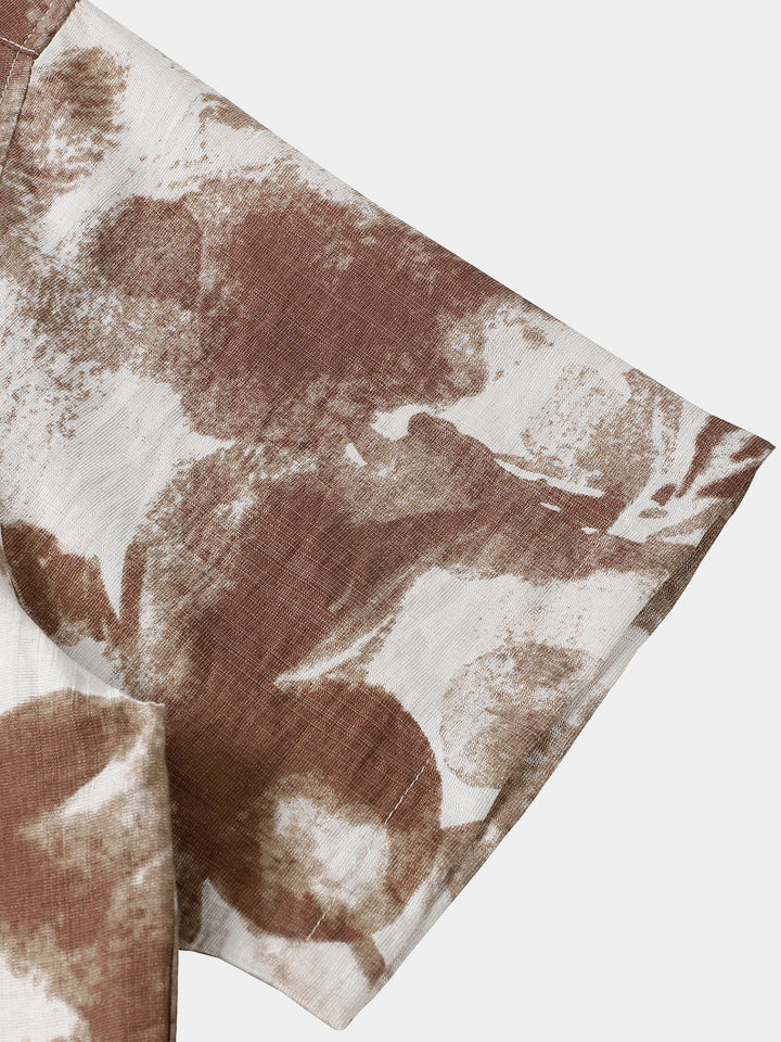 Chemise Homme à Boutons Manches Courtes à Imprimé Floral Abstrait Style Camp