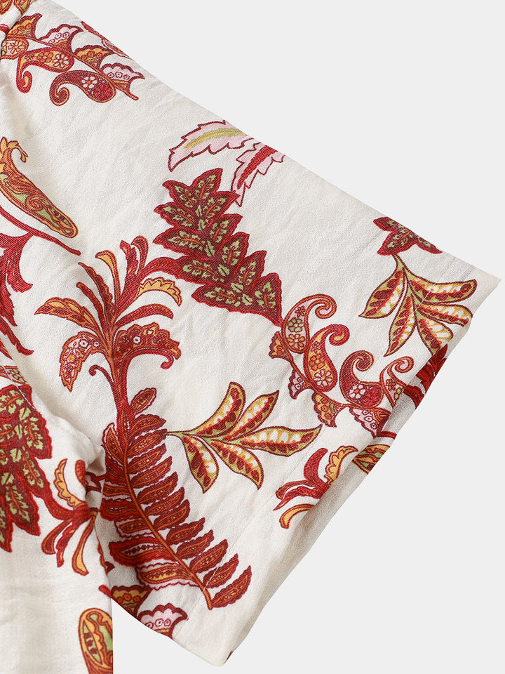 Chemise Homme à Fleurs et Motif Paisley de Vacances Manches Courtes Boutonnée