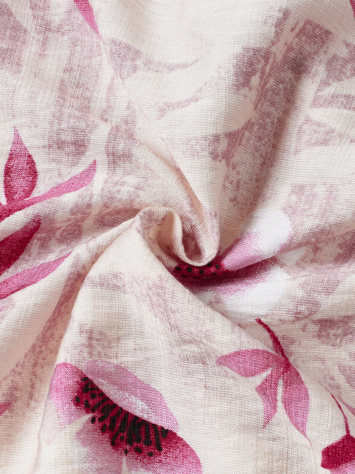 Chemise Homme Rose à Fleurs de Vacances Manches Courtes Boutonnée