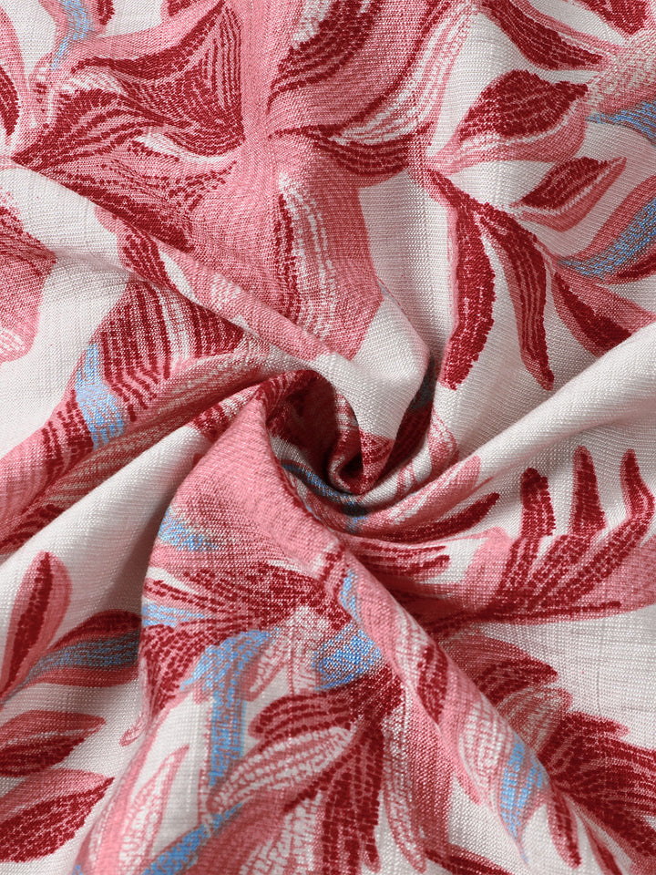 Chemise Homme Hawaïenne Rose Tropicale à Fleurs Manches Courtes