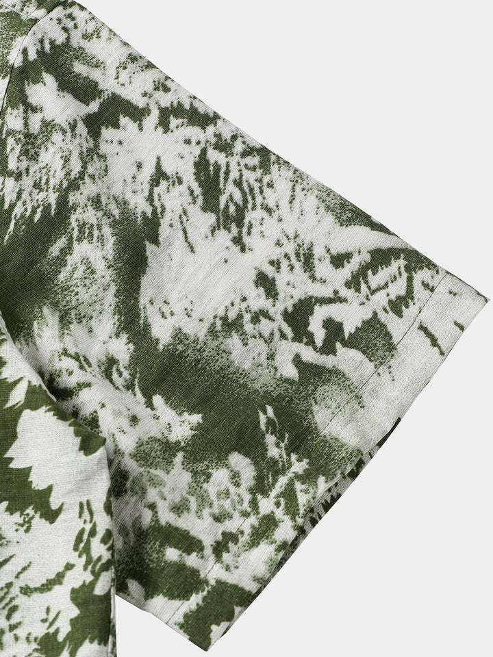 Chemise Homme à Boutons Manches Courtes à Motif Botanique Abstrait