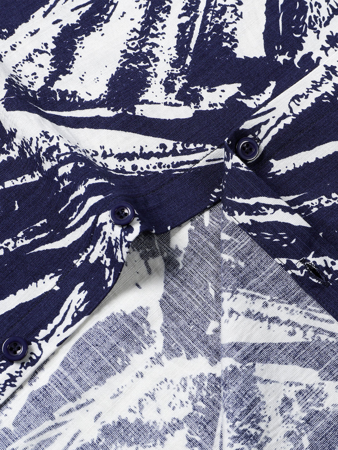 Chemise Homme Bleu Marine à Manches Courtes à Imprimé Géométrique Abstrait
