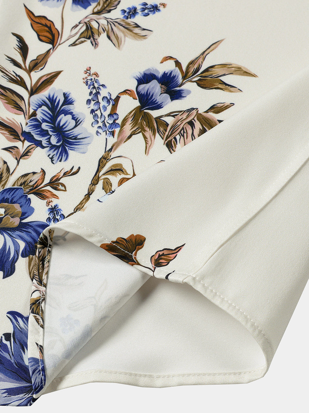 Chemise Homme Crème à Motif Vigne Florale Bleue Décontractée d’Été Manches Courtes
