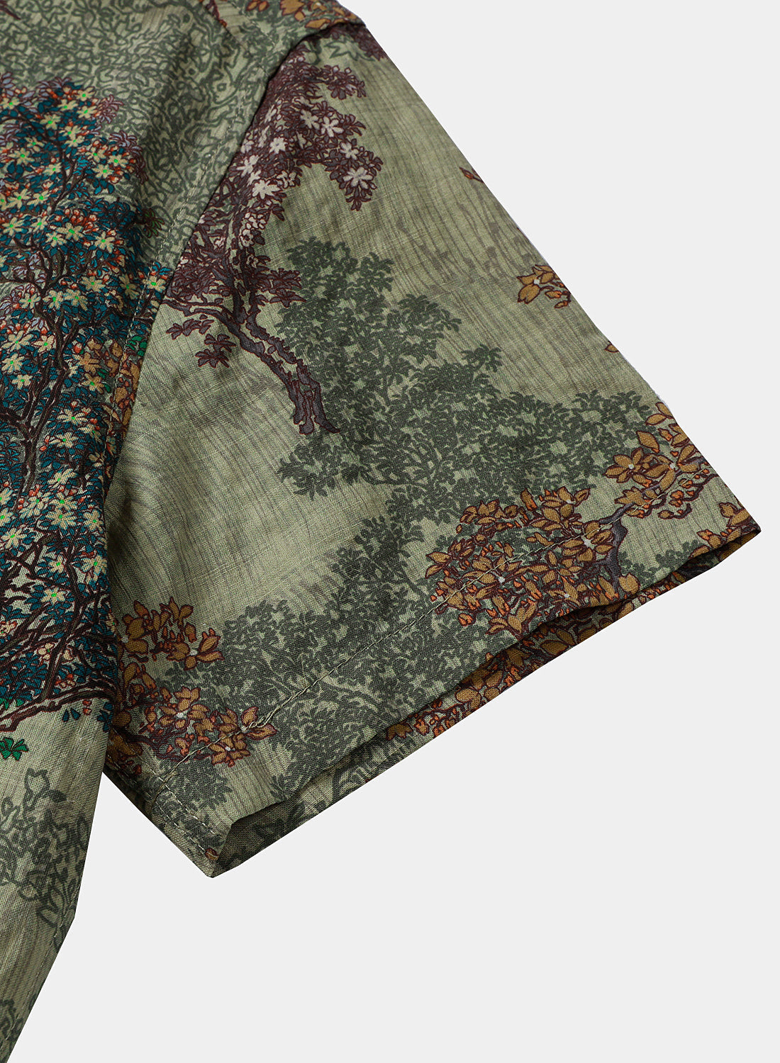 Chemise Casual à Manches Courtes Verte Vintage avec Imprimé Woodland pour Homme