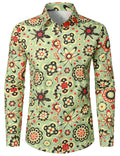 Chemise boutonnée à manches longues en coton à imprimé floral pour homme