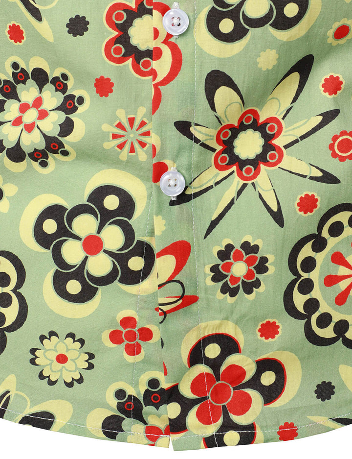 Chemise boutonnée à manches longues en coton à imprimé floral pour homme