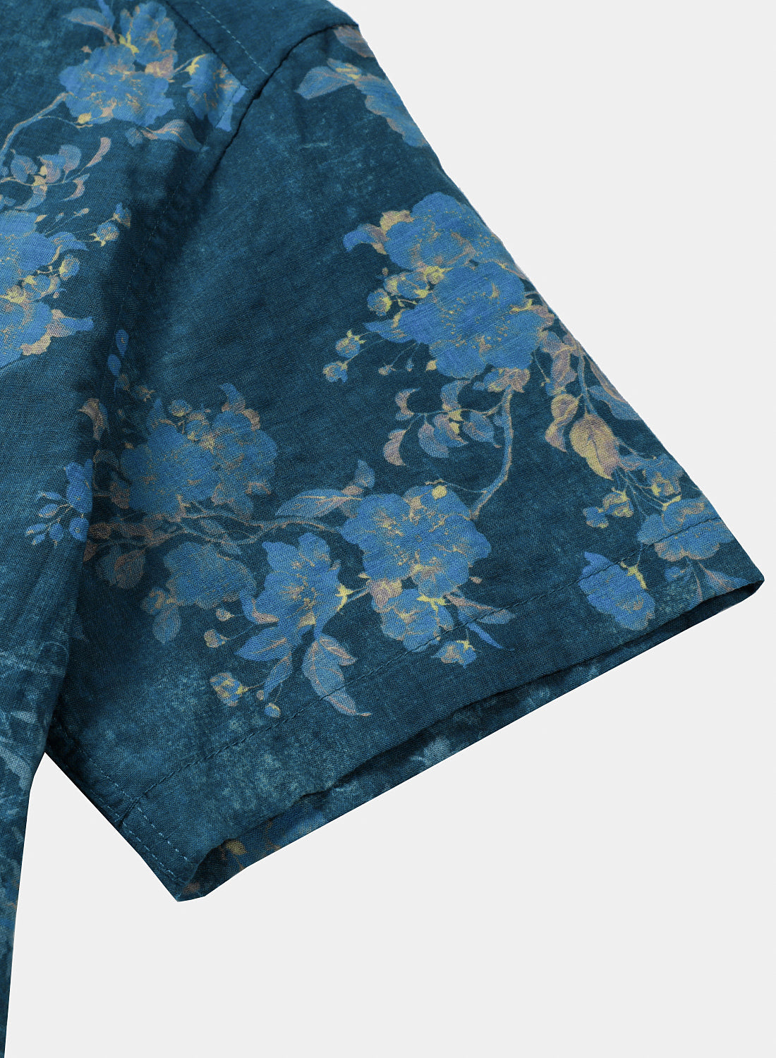 Chemise Homme Bleue à Imprimé Floral Aquarelle Décontractée Manches Courtes