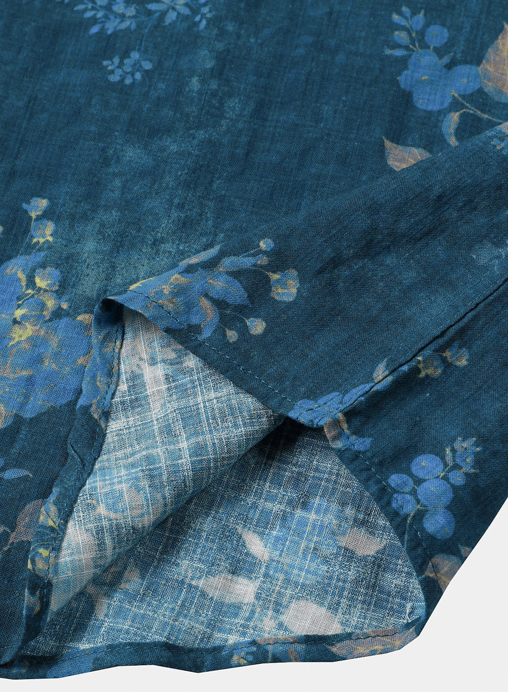 Chemise Homme Bleue à Imprimé Floral Aquarelle Décontractée Manches Courtes
