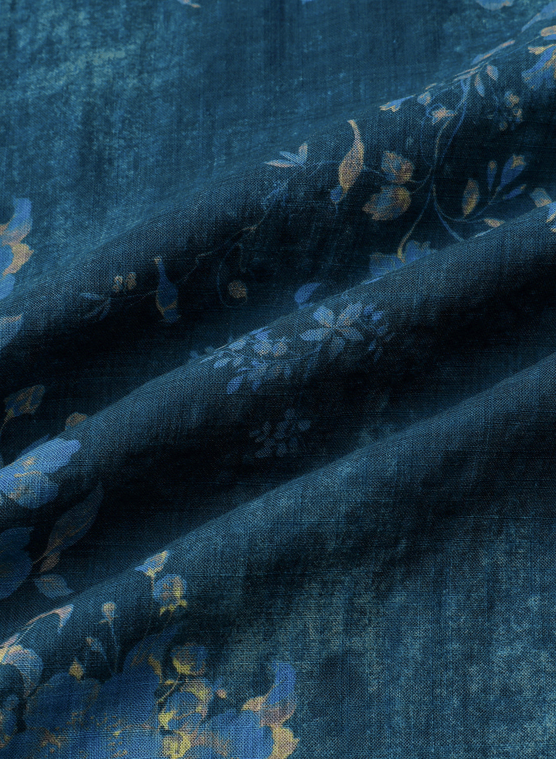 Chemise Décontractée à Manches Courtes avec Imprimé Floral Aquarelle en Bleu pour Homme