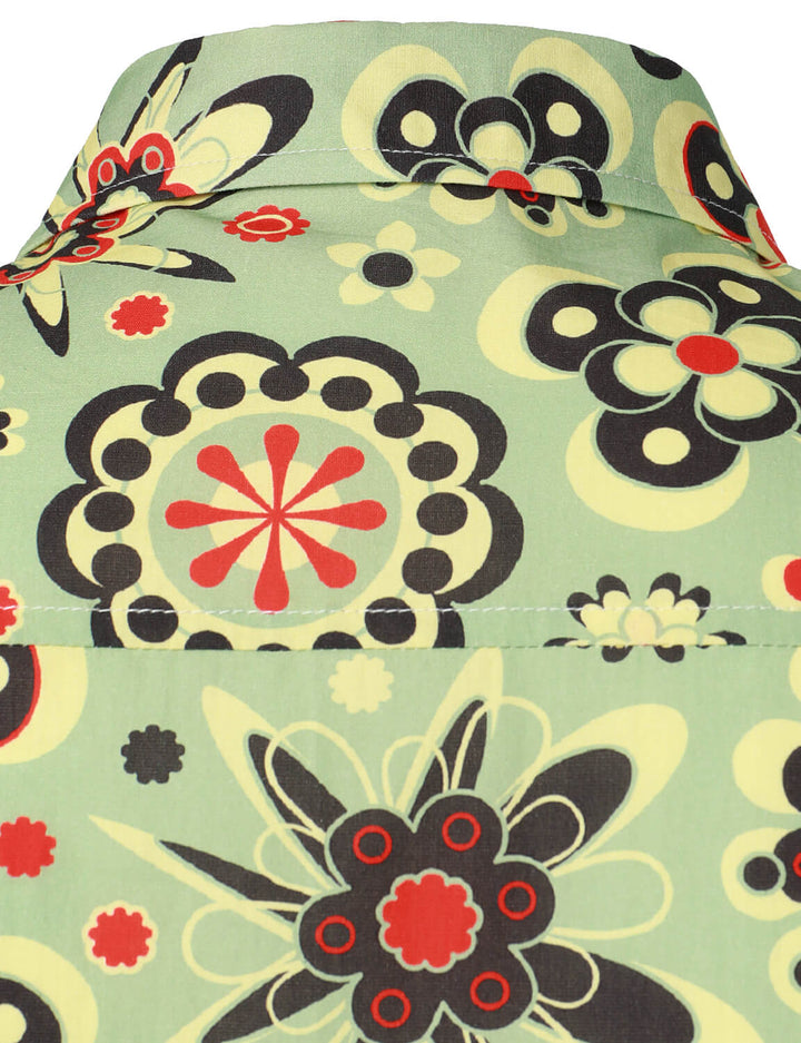 Chemise boutonnée à manches longues en coton à imprimé floral pour homme