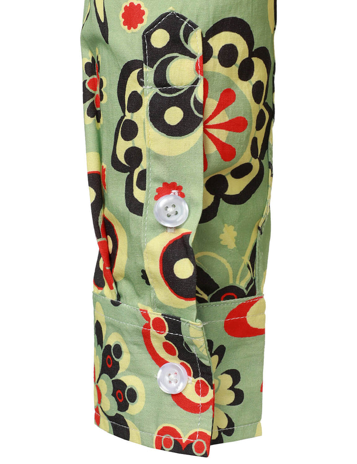 Chemise boutonnée à manches longues en coton à imprimé floral pour homme