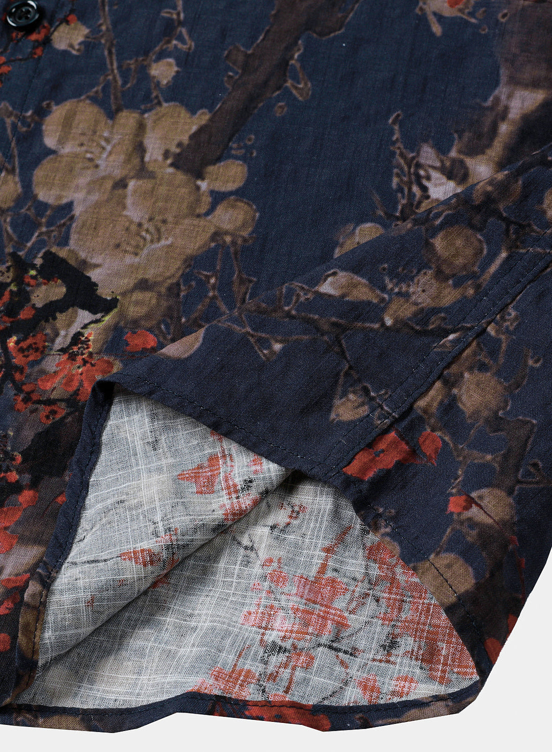 Chemise Homme Bleu Marine à Imprimé Floral Artistique Décontractée Manches Courtes