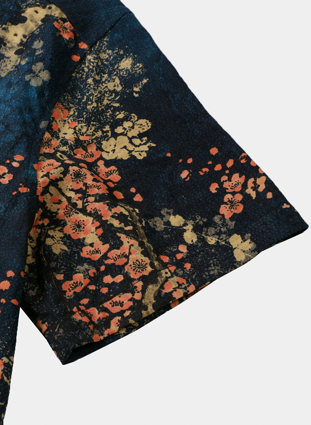 Chemise Homme Bleu Marine à Imprimé Floral Abstrait Décontractée Manches Courtes