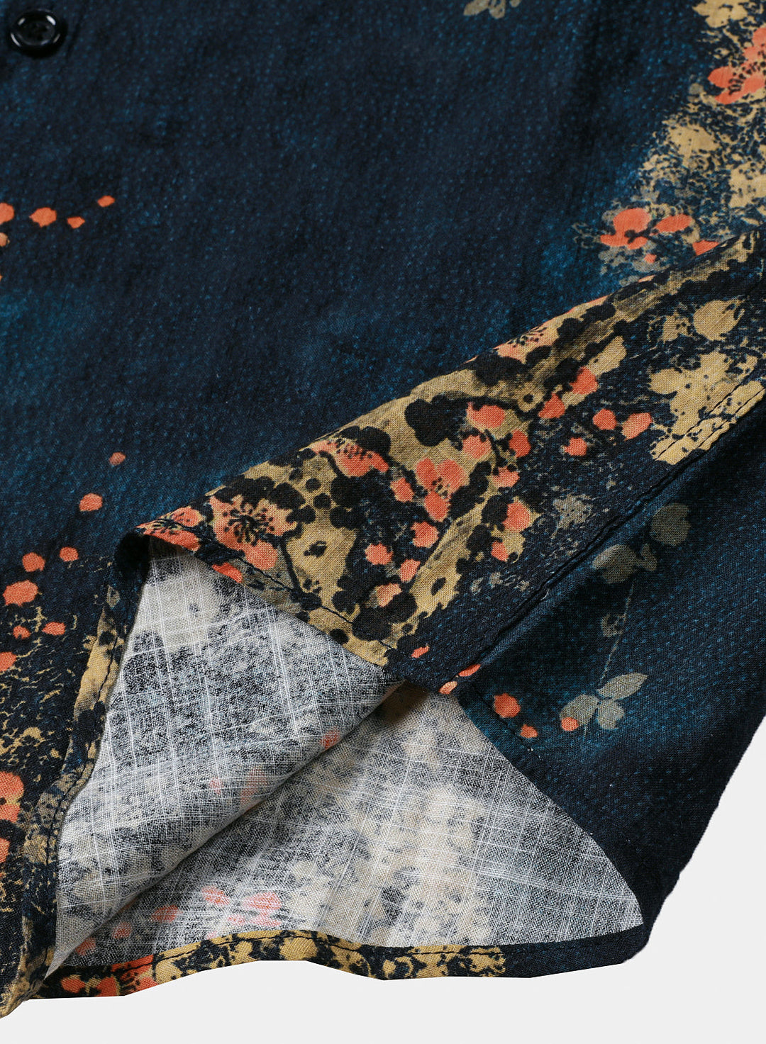 Chemise Homme Bleu Marine à Imprimé Floral Abstrait Décontractée Manches Courtes