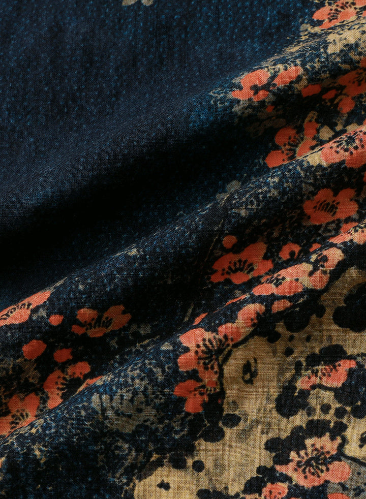 Chemise Homme Bleu Marine à Imprimé Floral Abstrait Décontractée Manches Courtes