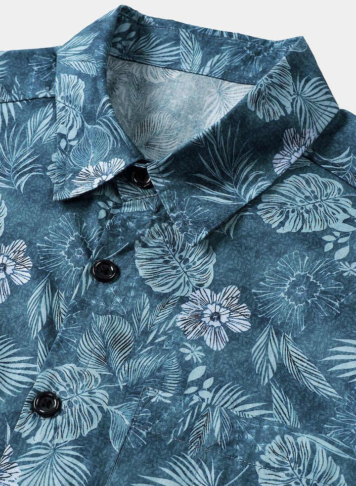 Chemise Homme à Imprimé Floral Tropical Légère et Respirante Décontractée Manches Courtes