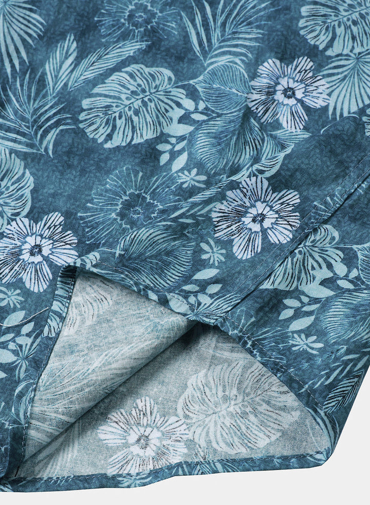Chemise Homme à Imprimé Floral Tropical Légère et Respirante Décontractée Manches Courtes