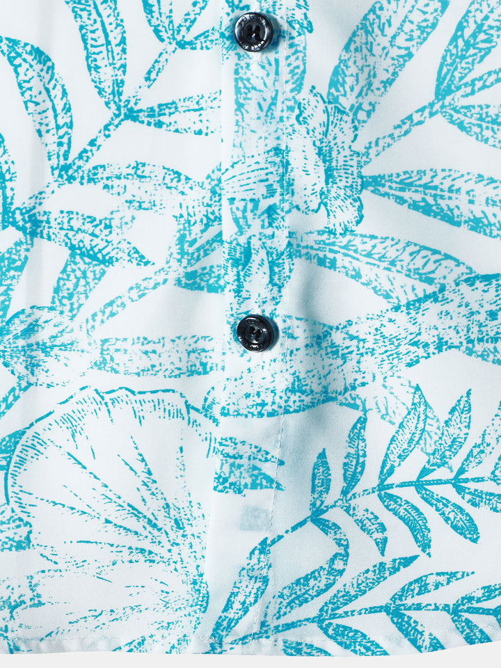 Chemise hawaïenne décontractée Aloha bleue à imprimé tropical pour homme