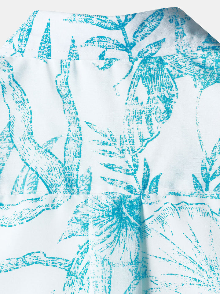Chemise hawaïenne décontractée Aloha bleue à imprimé tropical pour homme