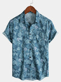Chemise Homme à Imprimé Floral Tropical Légère et Respirante Décontractée Manches Courtes