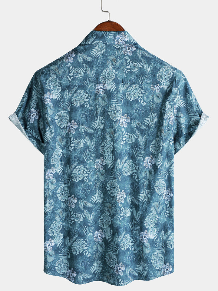 Chemise Homme à Imprimé Floral Tropical Légère et Respirante Décontractée Manches Courtes