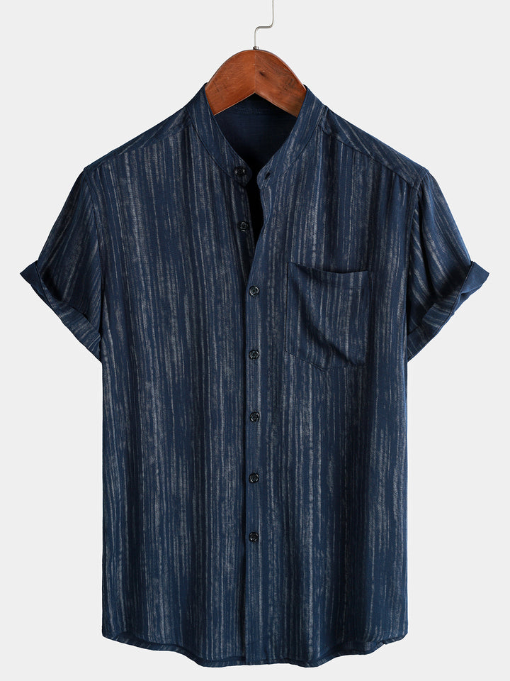 Chemise Homme Texturée Légère et Respirante Décontractée Manches Courtes