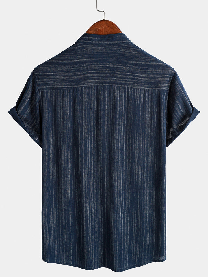 Chemise Homme Texturée Légère et Respirante Décontractée Manches Courtes