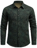 Chemise à manches longues verte à imprimé vintage pour homme