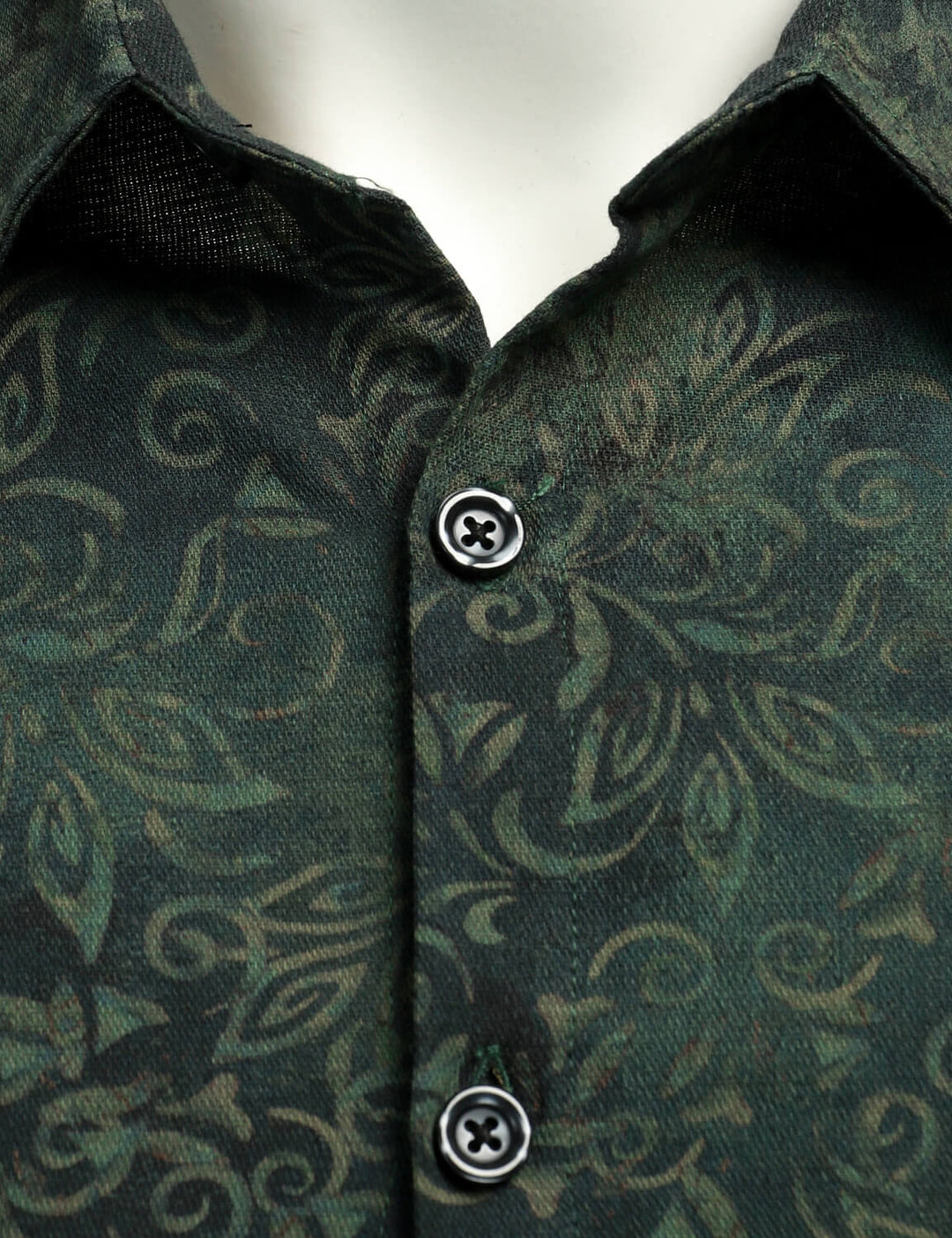 Chemise à manches longues verte à imprimé vintage pour homme